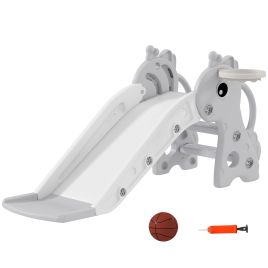 ARVLEN Kids Slide 3 in 1 with Climber and Hoop Slide for Indoor Kids Age 1-3 - Grey