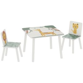 ALVRIC 3 Piece Toddler Table and Chair Set Wooden for Nursery - Green