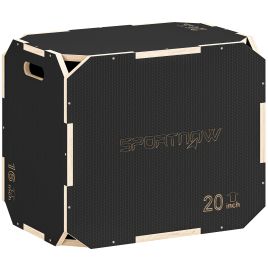 QORVANNIS Non-Slip Plyo Corner-free Wooden Jump Box Black - 20 Inch