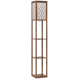 ASTRADELL Floor Lamp with Three Shelf - Rustic Brown