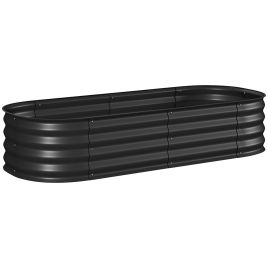 LOXHILL Galvanised Raised Garden Bed Metal Planter - Black