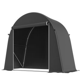 QUORNDALE Garden Storage Tent 8 x 4ft Waterproof Bike Shelter - Dark Grey