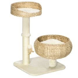 GREYTON Cat Tree Kitten Tower 72cm with Scratching Post and Beds - Beige