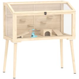 MOXBURY Wooden Hamster Cage Habitat with Platforms - Natural