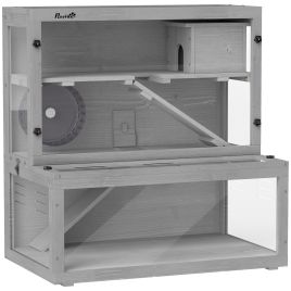 OAKTHOR Wooden Hamster Cage with Accessories - Grey