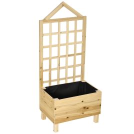 CARIX Wooden Wooden Planter with Trellis - Light Wood