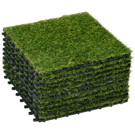 Valis Green PP Artificial 10 Piece Grass Tiles Set - 30cm