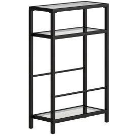 Iveridg Black Tempered Glass 3 Tier Side Table - 40cm