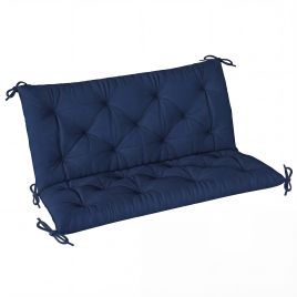 Wincrof Dark Blue Polyester Chair Cushion with Back and Ties - 98cm