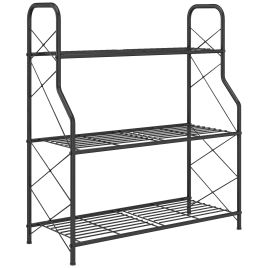 Velia Black Metal 3 Tier Plant Stand - 28.5cm