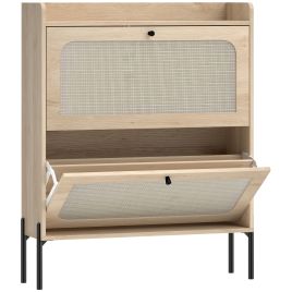 Chelyne Oak Shoe Cabinet with 2 Flip Drawers - Medium-sized - 80cm