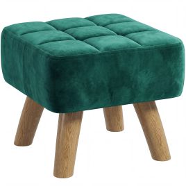 Broford Dark Green Velvet Footstool - 27cm
