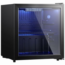 CREDITON 50L Under Counter Drinks Fridge for 48 Cans with LED Light - Black