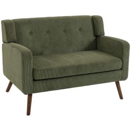 AURALEY 118cm 2-Seater Corduroy Loveseat Sofa - Dark Green
