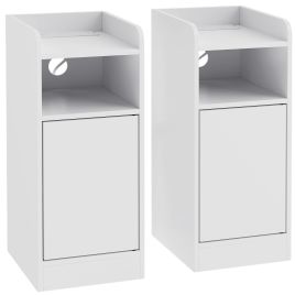 ARDENCREST Set of 2 Slim Bedside Tables with Charging Station - White