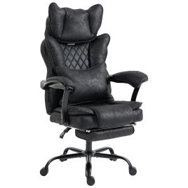 COMETWELL Executive Leathaire Office Chair, 180kg Capacity, Reclining - Black