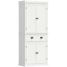 APEXWELL 183cm Kitchen Cupboard with 4 Doors and Drawer - White