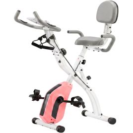 ARCBRIDGE 4-in-1 Folding Exercise Bike with Resistance Bands and Bluetooth - Pink