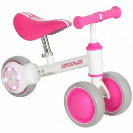 BRIARVIEW Baby Balance Bike with Adjustable Seat and Light-Up Rear Wheels - Pink