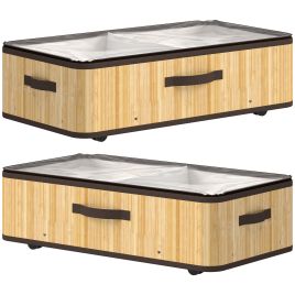 BLENFORD Set of 2 Underbed Storage Boxes with Wheels, 60L