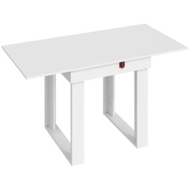 BREEZEFIELD Folding Extendable Dining Table with Under-Table Storage - White