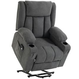 BREEZESTONE Dual-Motor Riser Recliner Chair with Massage and Heat - Dark Grey