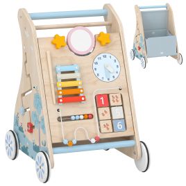ASHRIDGE Wooden Baby Walker with Double-Sided Activity Board