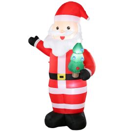 BEACONFORD 8ft Inflatable Santa Christmas Decoration with LED Light - Red