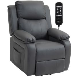 BREEZECREST PU Leather Riser Recliner Chair with Vibration Massage - Dark Grey