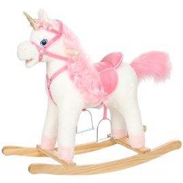 CANVASDALE Unicorn Rocking Horse with Sounds and Moving Tail - White