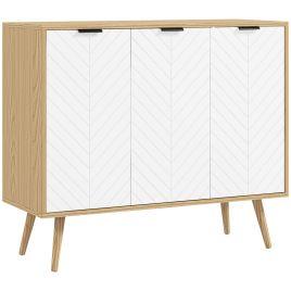 AMBERFIELD Sideboard Cabinet with 3 Doors and Adjustable Shelves - White