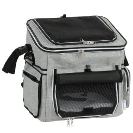 ASHPOINT Dog Bike Basket with Mesh Door, Cushion and Security Leash - Light Grey