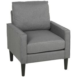 CHASEPORT Linen Accent Armchair with Removable Pillow - Dark Grey