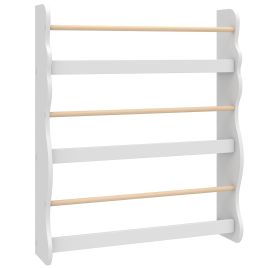 COMETWOOD 3-Tier Wall-Mounted Kids Bookshelf - White