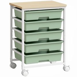 BLOOMRIDGE 6-Tier Storage Trolley with 5 Pull-Out Drawers - Green