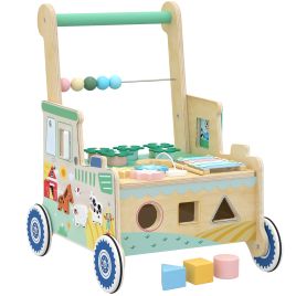 ARCSIDE Wooden Montessori Baby Walker with Activity Centre