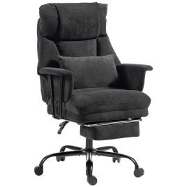 COASTWOOD Heavy Duty Linen Office Chair, 180kg Capacity, Lumbar Support - Black