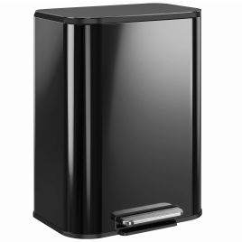 COASTBRIDGE 50L Metal Pedal Bin with Soft-Close Lid - High Gloss Black