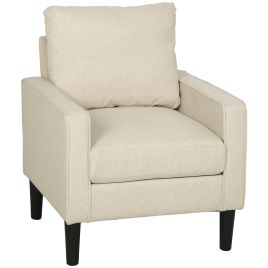 CHASEPORT Linen Accent Armchair with Removable Pillow - Cream
