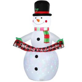 BEACONCREST 6.7ft Inflatable Snowman Christmas Decoration with Colourful LEDs - White