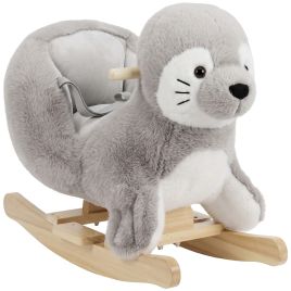 CANVAS Baby Seal Rocking Animal with Sounds and Safety Belt - Grey