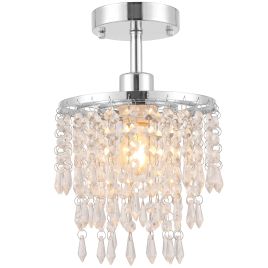 BRIARGATE Crystal Ceiling Light with 57 Strands - Silver Tone