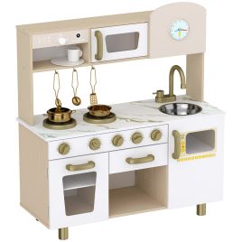 CEDARSIDE Kids Play Kitchen with Rotating Coffee Machine - White