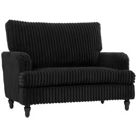 BLOOMFORD Corduroy Accent Armchair with Striped Upholstery - Black