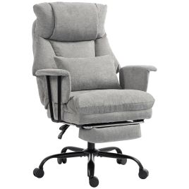 COASTWOOD Heavy Duty Linen Office Chair, 180kg Capacity, Lumbar Support - Grey