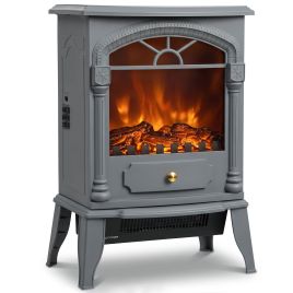 BROOKSIDE Portable Electric Fireplace Stove with 3D Flame Effect - Grey