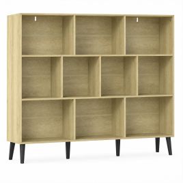 ASPENHILL 10-Cube Bookcase with Solid Wood Legs, 140cm - Oak