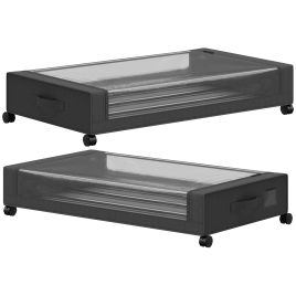 BLOOMSTONE Set of 2 40L Underbed Storage Boxes with Wheels - Black