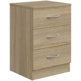 BLAZEGATE Three-Drawer Bedside Table - Oak