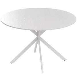 CLAYSIDE 120cm Industrial Dining Table with Wood-Effect Top - White